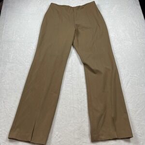 Fabrizio Gianni Womens Camel Tan High Rise Straight Leg Trousers Size 14 USA